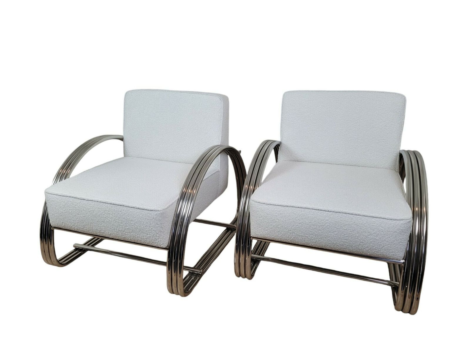 Ralph Lauren, Pair Of Large Chrome Armchairs, 20th Century