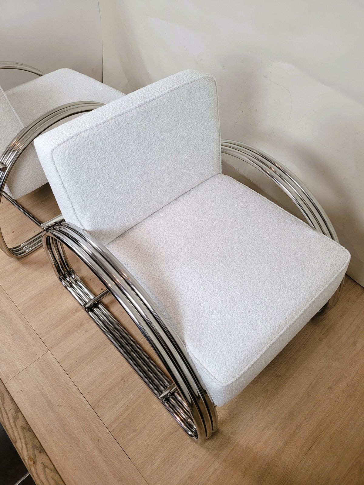 Furniture Ralph Lauren, Pair Of Large Chrome Armchairs, 20th Century photo