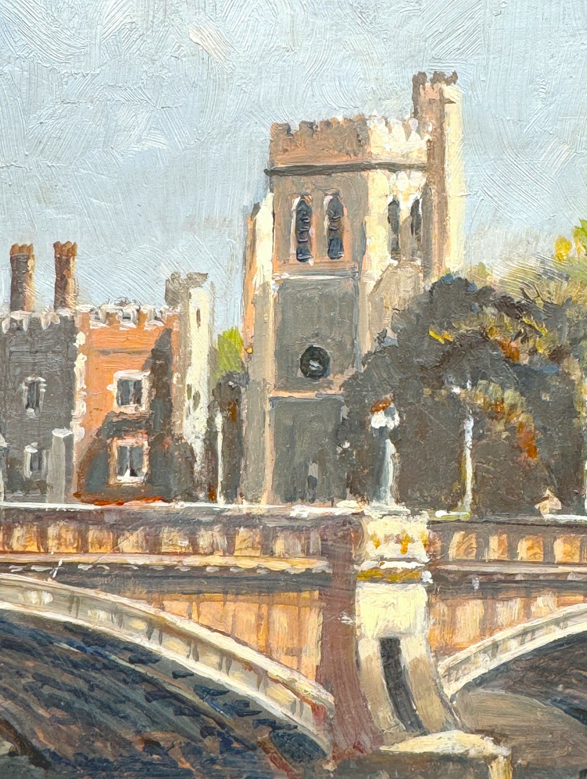 Bert Wright P.P.R.S.M.A (B.1930) Original Signed Oil Painting ‘River Thames, Lambeth Bridge And Palace’ photo 345.0