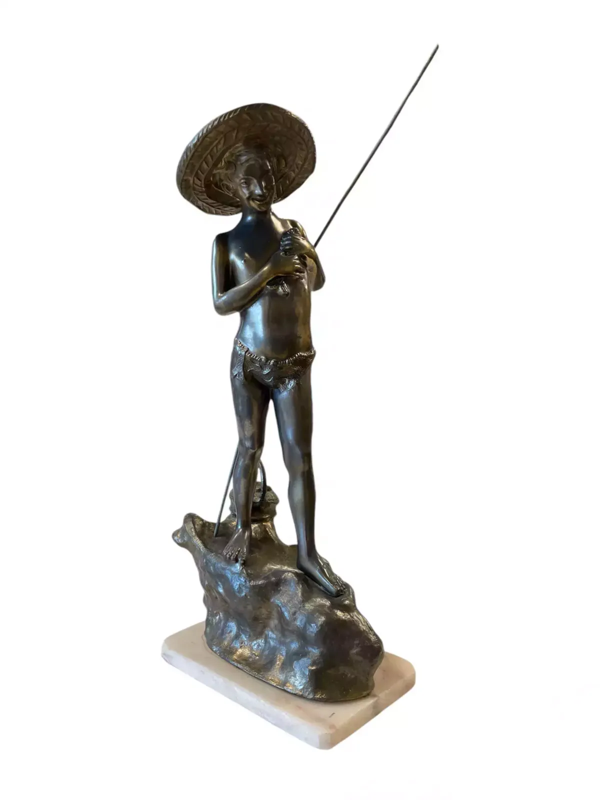 Giovanni Varlese (1888 1922, Italy) – Bronze Figure Of A Young Fisherman photo furniture