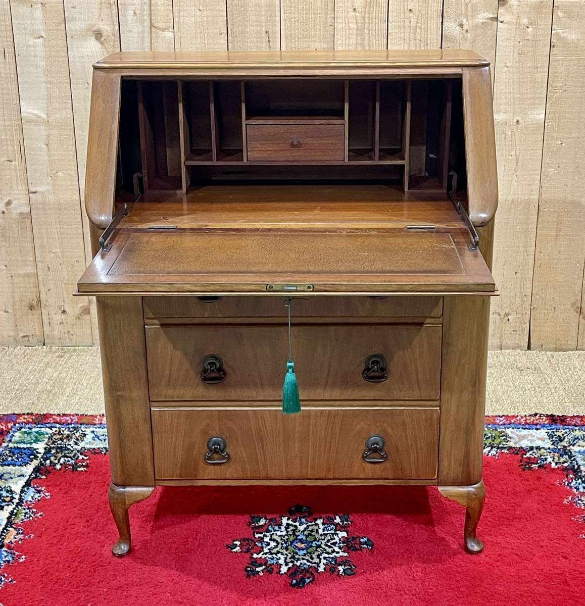 English Walnut Secretary Desk From The 1960s photo buy