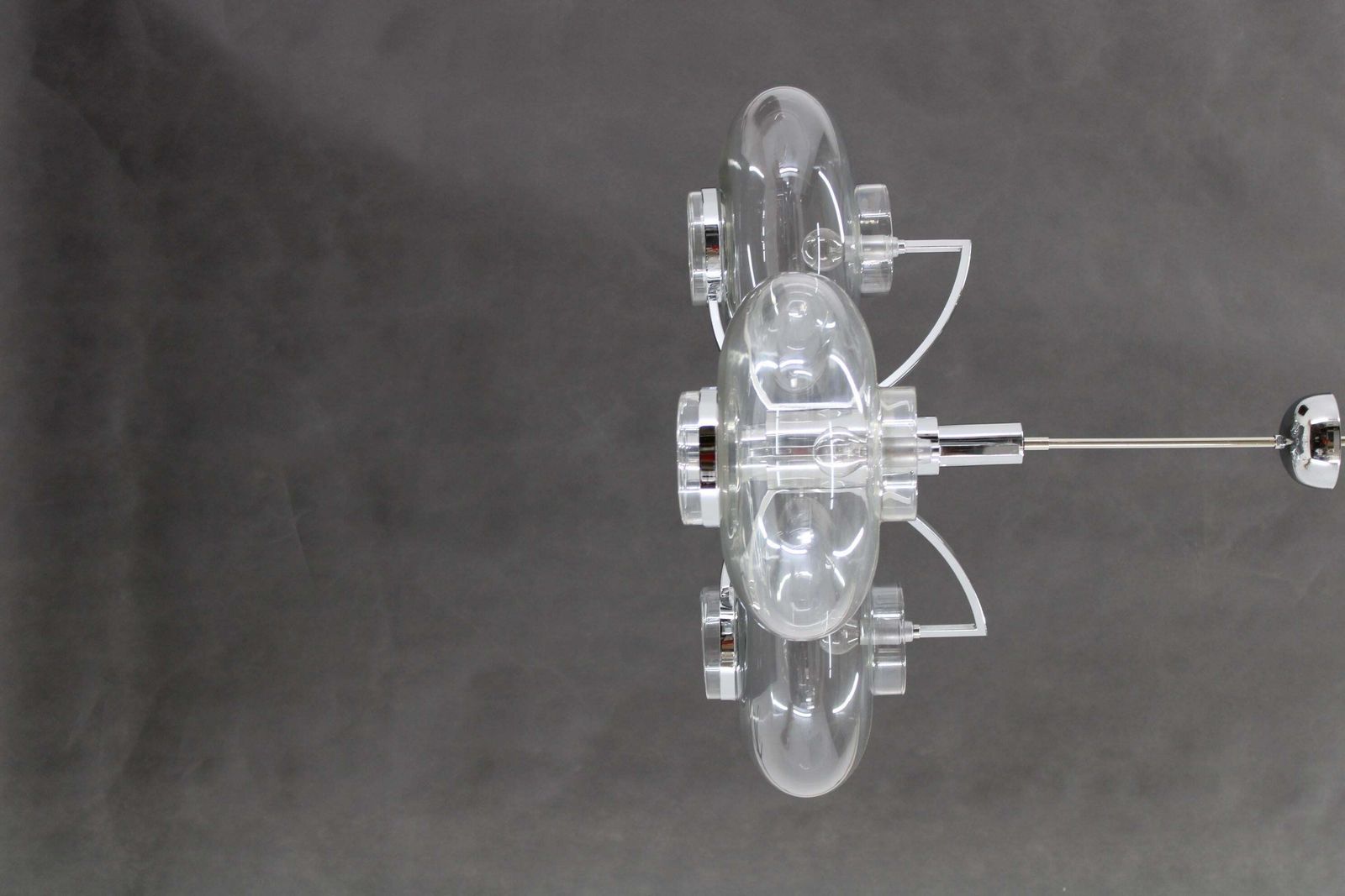1970s Italian Chrome Plated And Glass Chandelier photo for sale