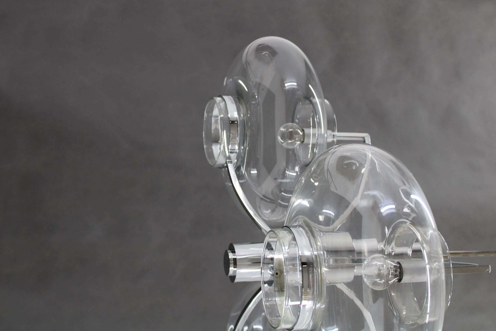 1970s Italian Chrome Plated And Glass Chandelier photo Lighting
