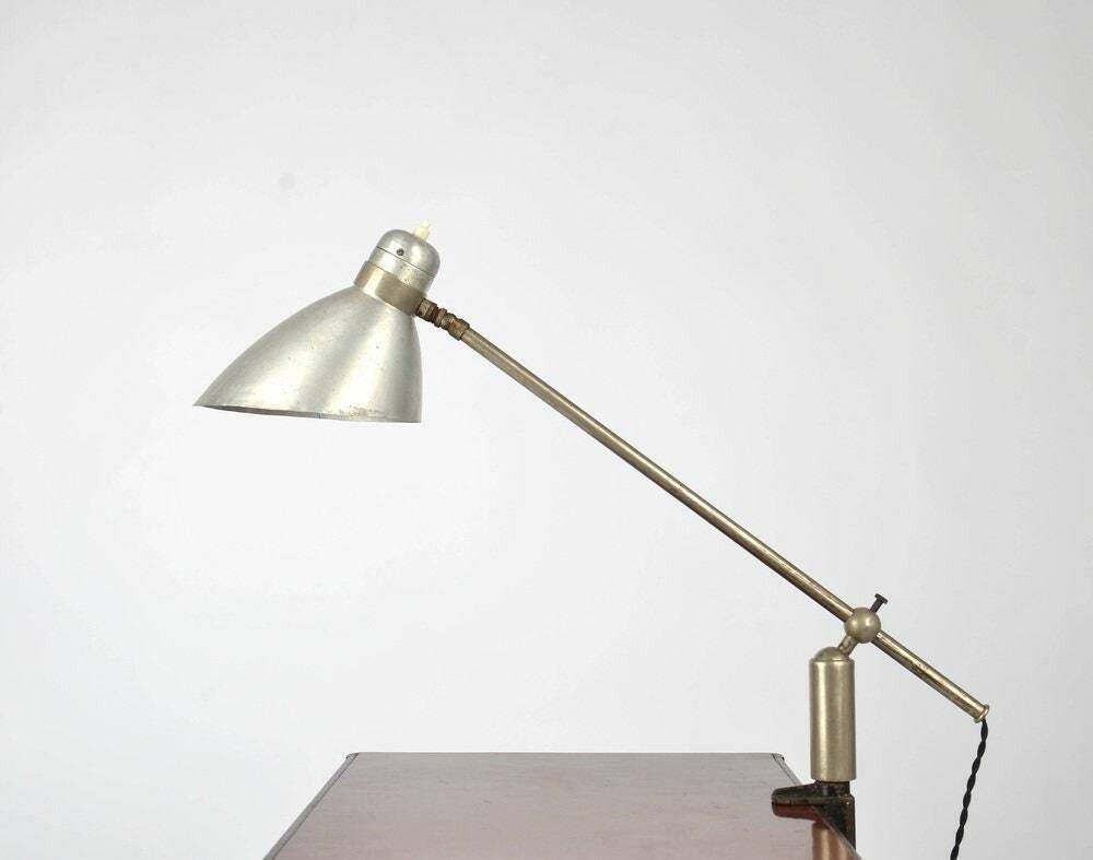 Bauhaus Functionalist Desk Lamp By Franta Anyz, 1930s – Nickel Plated Brass & Aluminum With Adjustable Shield, Perfect For Modern Interiors photo furniture