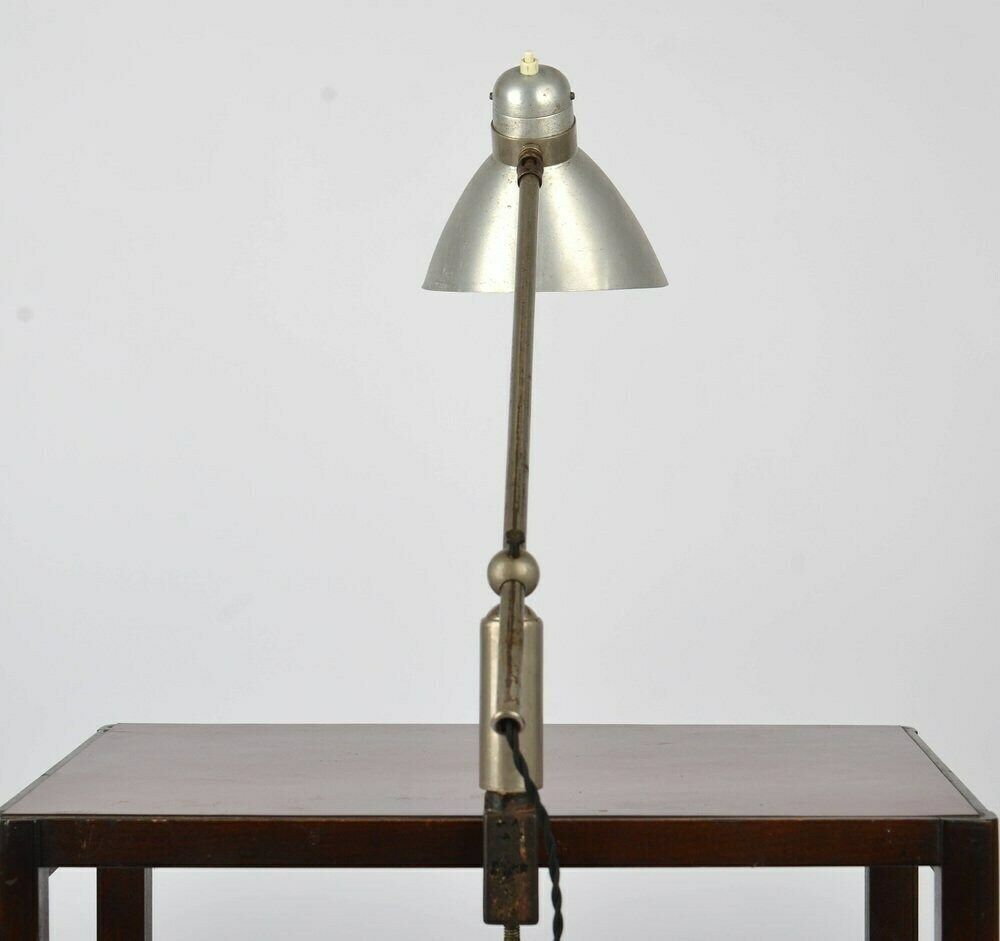 Bauhaus Functionalist Desk Lamp By Franta Anyz, 1930s – Nickel Plated Brass & Aluminum With Adjustable Shield, Perfect For Modern Interiors photo 940.0