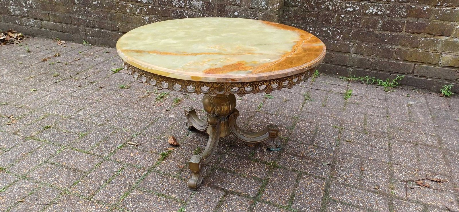 Imposing And Ostentatious Large Onyx And Brass Mid Century 60s Coffee Table