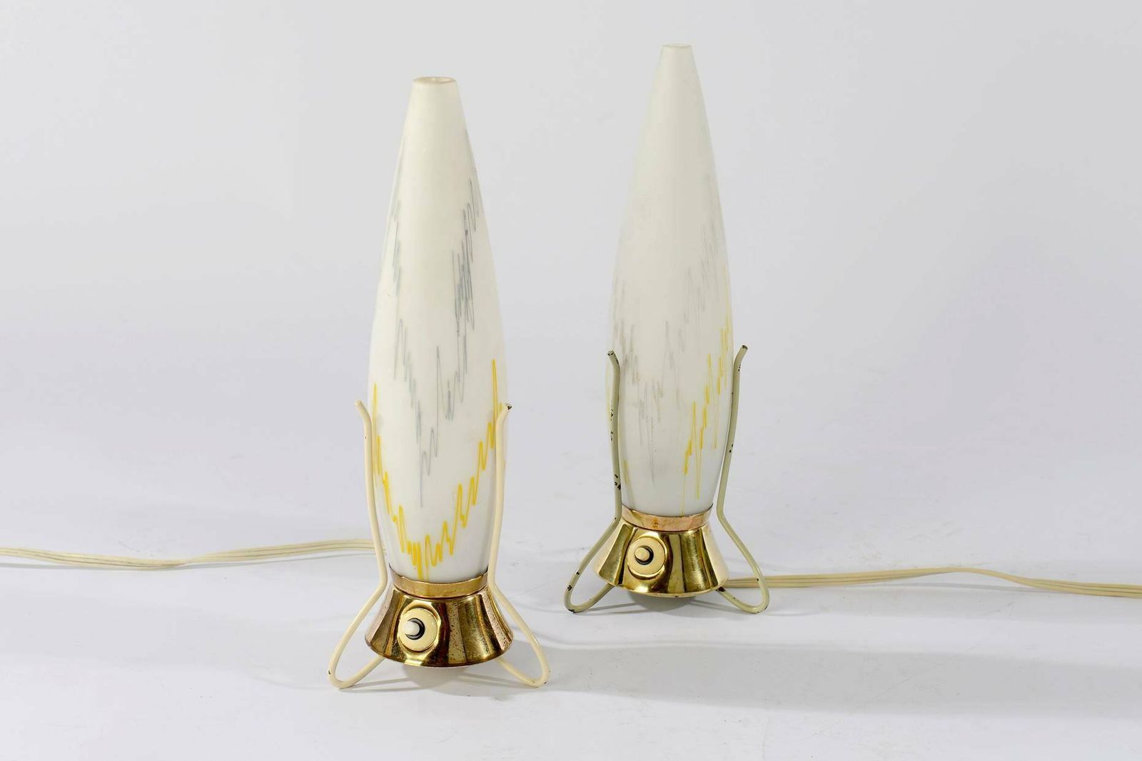 Vintage Atomic Age Brass Desk Lamps By Zukov, 1950's, Space Age Rocket Atomic Lamps, Vintage Lamps.