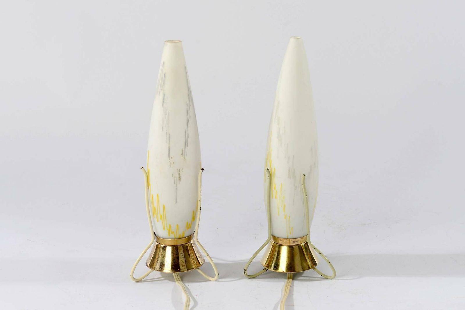 Vintage Atomic Age Brass Desk Lamps By Zukov, 1950's, Space Age Rocket Atomic Lamps, Vintage Lamps. photo 230.0