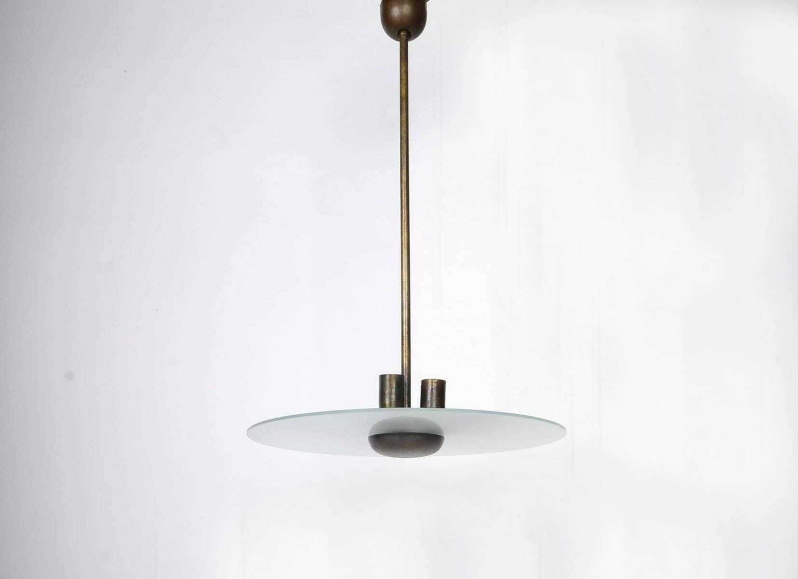 Bauhaus Functionalst Brass Chandelier By Franta Anyz, 1930s, Modernist Chandelier, Functionalist Lighting
