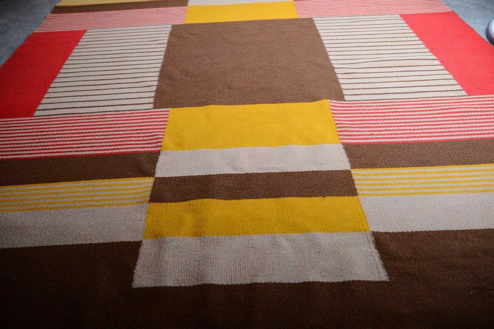 Modernist Geometric Carpet By Antonin Kybal For Krasna Jizba, 1948, Mid Century Modern Geometric Rug, Vintage Rug, Modernist Rug, photo furniture