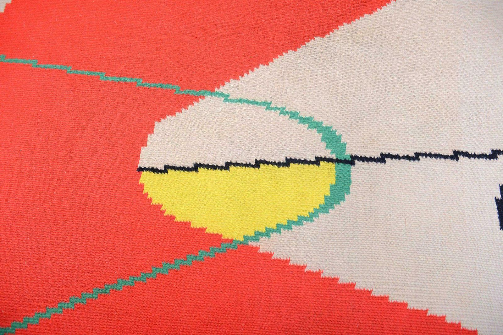 Modernist Geometric Carpet By Antonin Kybal, Mid Century Modern Geometric Rug, Vintage Rug, Modernist Rug, Modernist Carpet, photo 1096.0