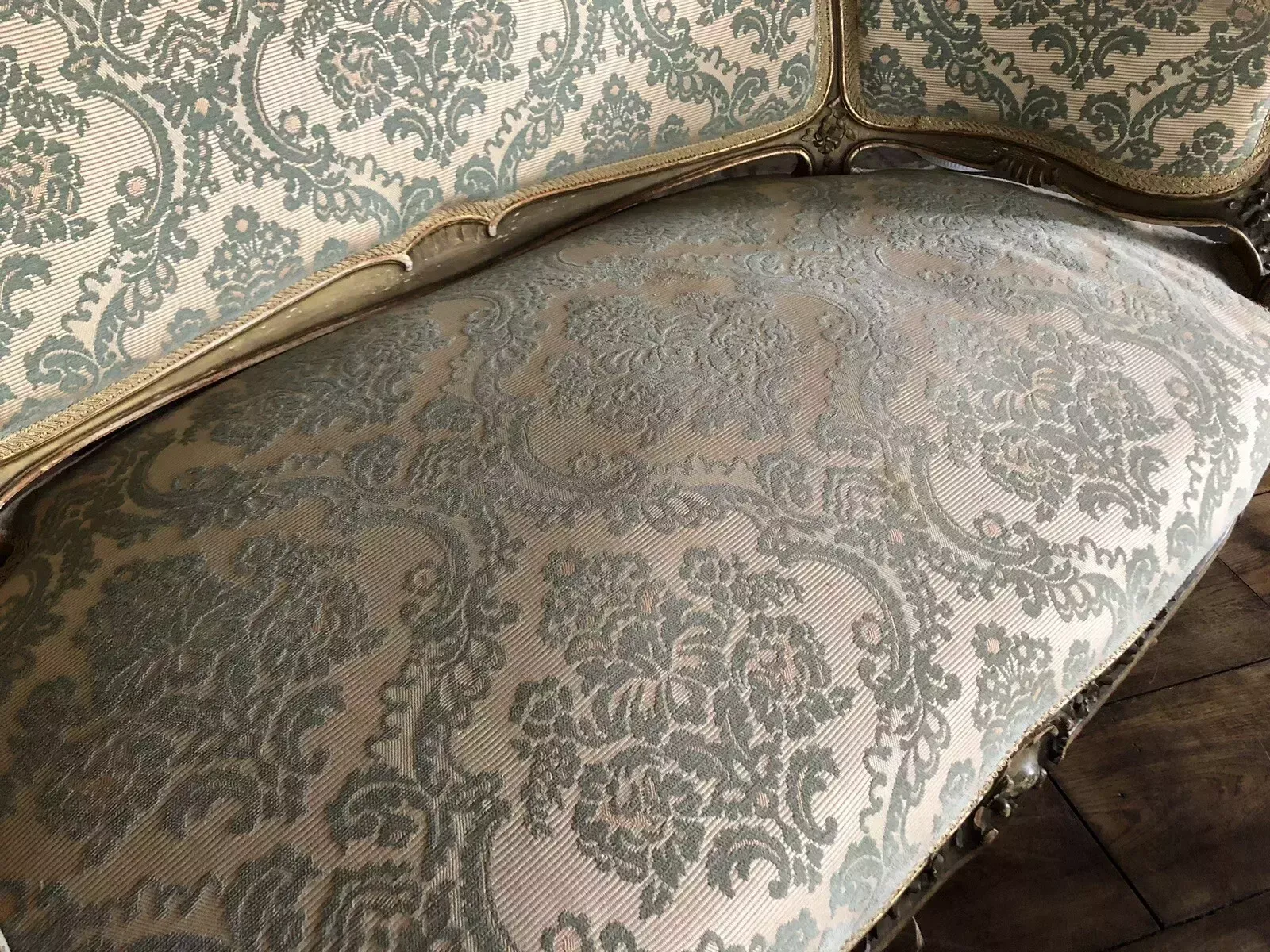 Quality Antique Original Loveseat Sofa Gilt Gold Salon Parlour Chaise Longue photo vintage