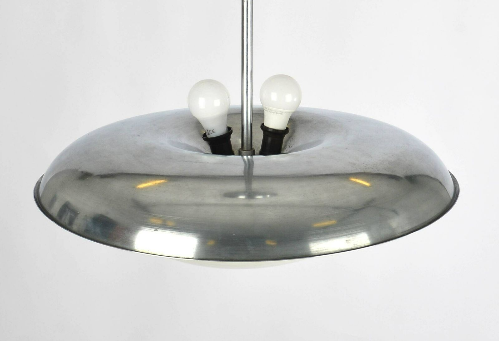 Bauhaus Ceiling Light By Franta Anyz, 1930s – Nickel Plated Brass & Opaline Glass, Perfect For Mid Century Modern Interiors photo for sale