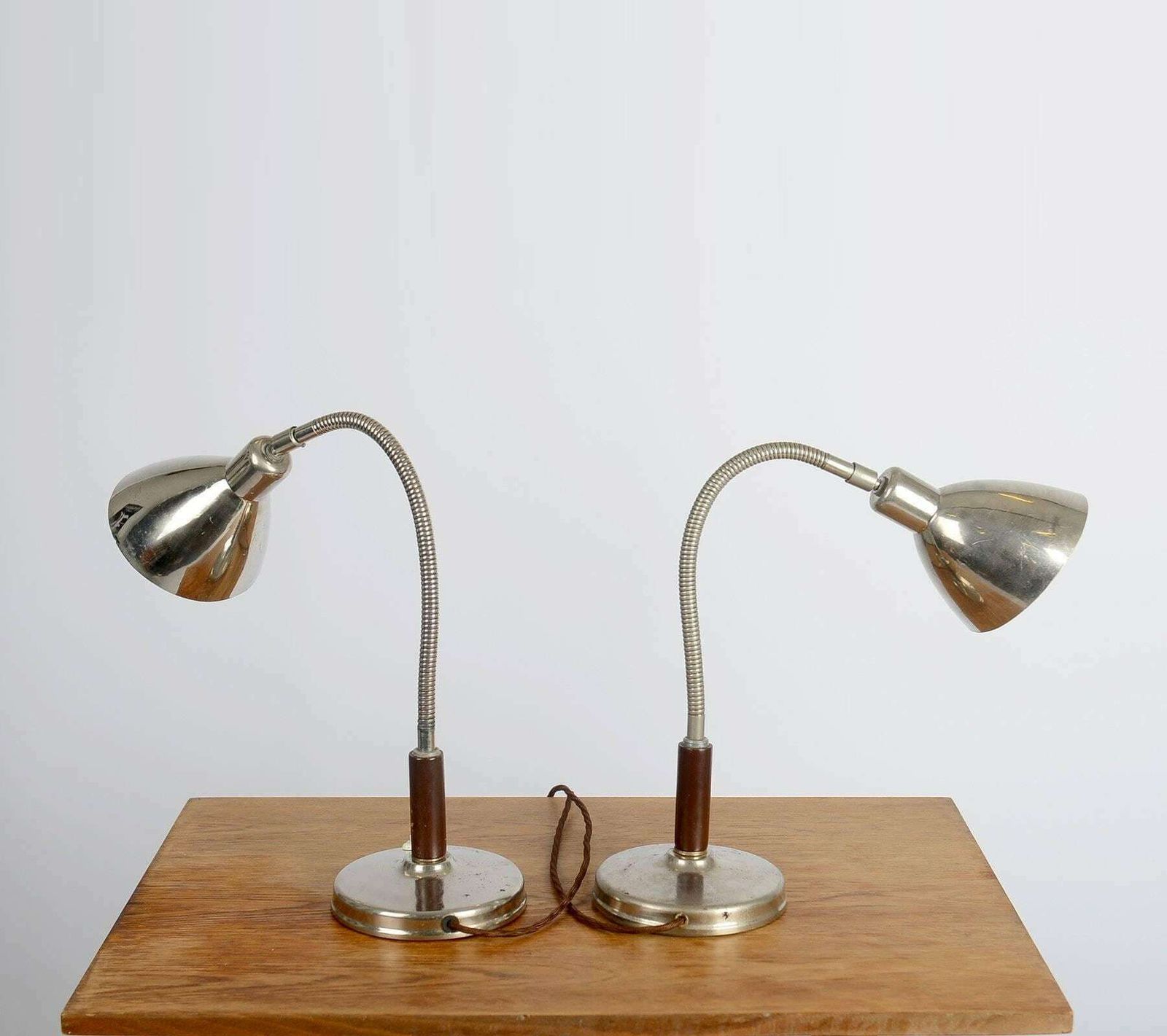 Bauhaus Nickel Table Lamps By Franta Anyz, 1930s, Modernist Lamps,