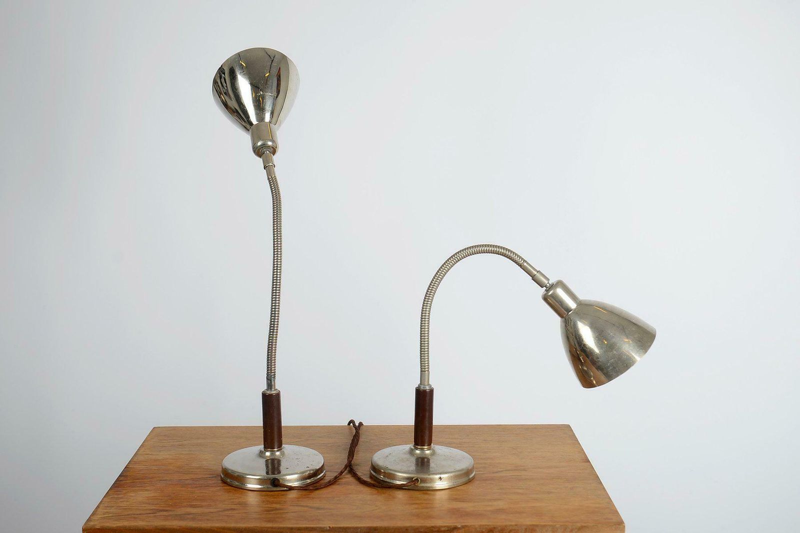 Bauhaus Nickel Table Lamps By Franta Anyz, 1930s, Modernist Lamps, photo vintage