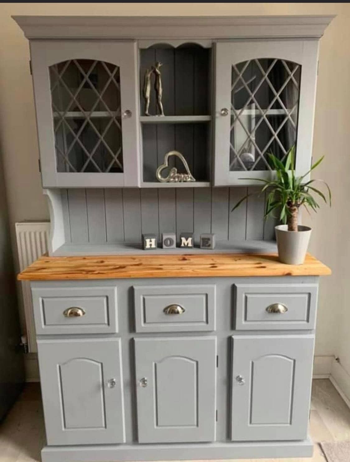 light grey welsh dresser Large Vintage Light Grey Welsh Dresser