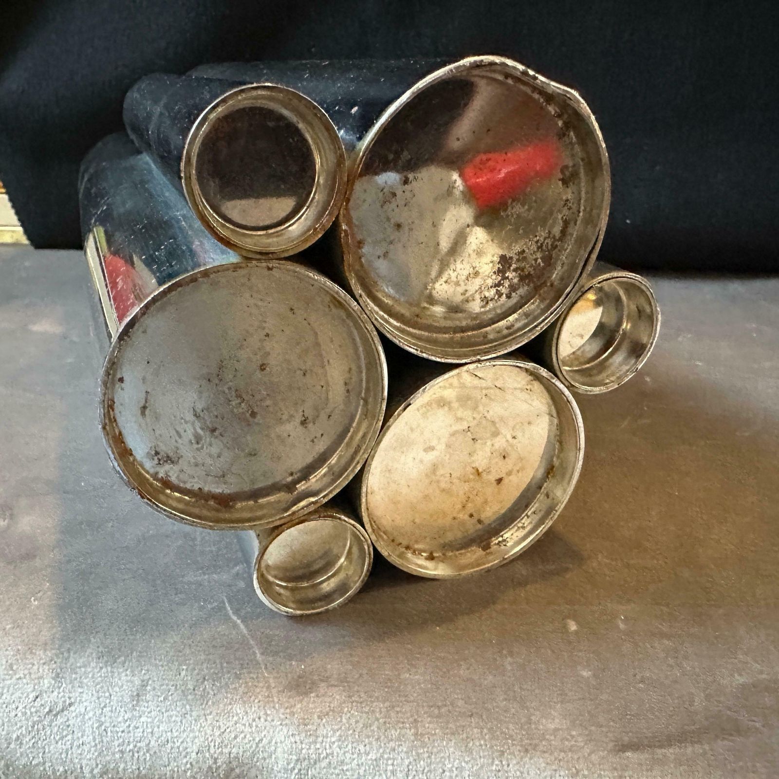 photo furniture 1960s Gio Ponti Style Minimalist Chromed Metal Multiple Cylinder Vase