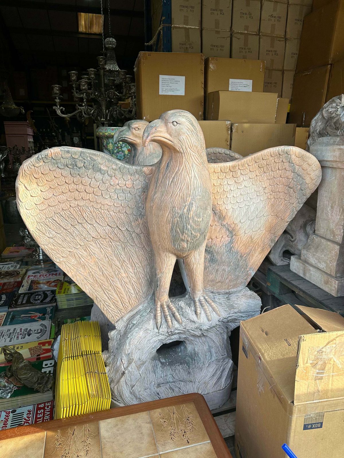 Pair Of, Italian Marble 1950’s Carved Eagles (Priced Individually) photo furniture
