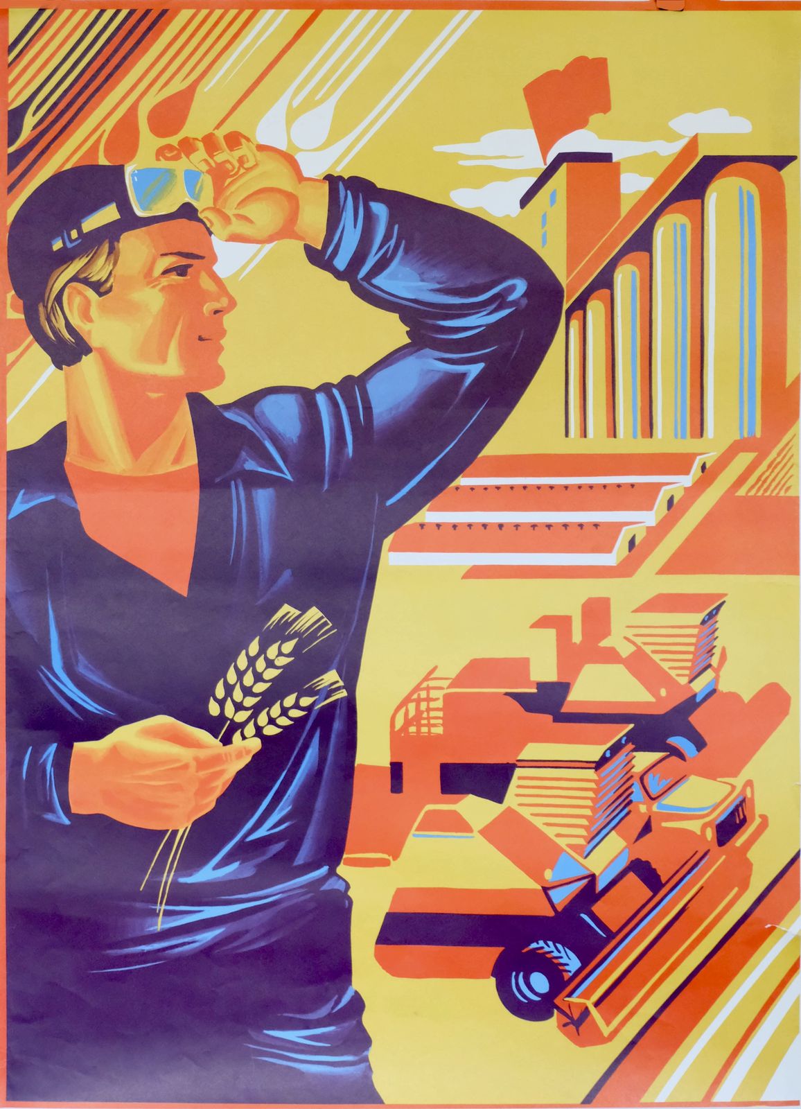 Grain Multiples For The Motherland   Original Soviet Russian Poster | 1980s