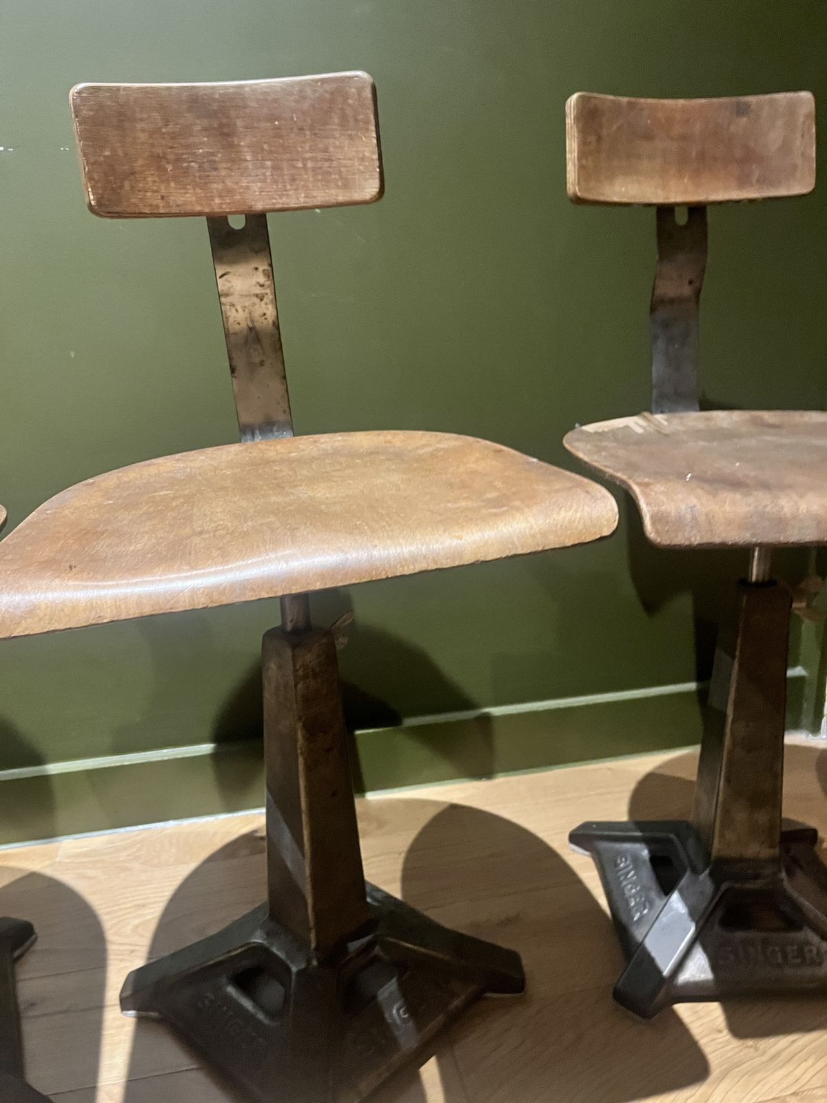 photo for sale Antique Cast Iron Singer Machinist Chairs Set Of 4