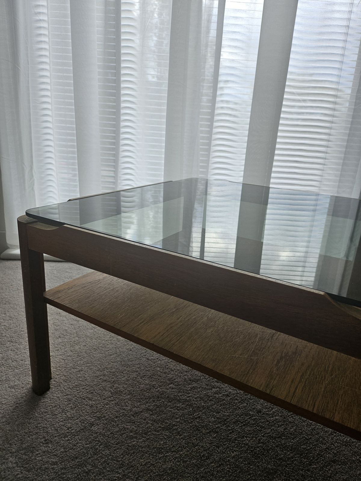 Mid Century Myer Teak Smoked Glass Coffee Table photo Furniture