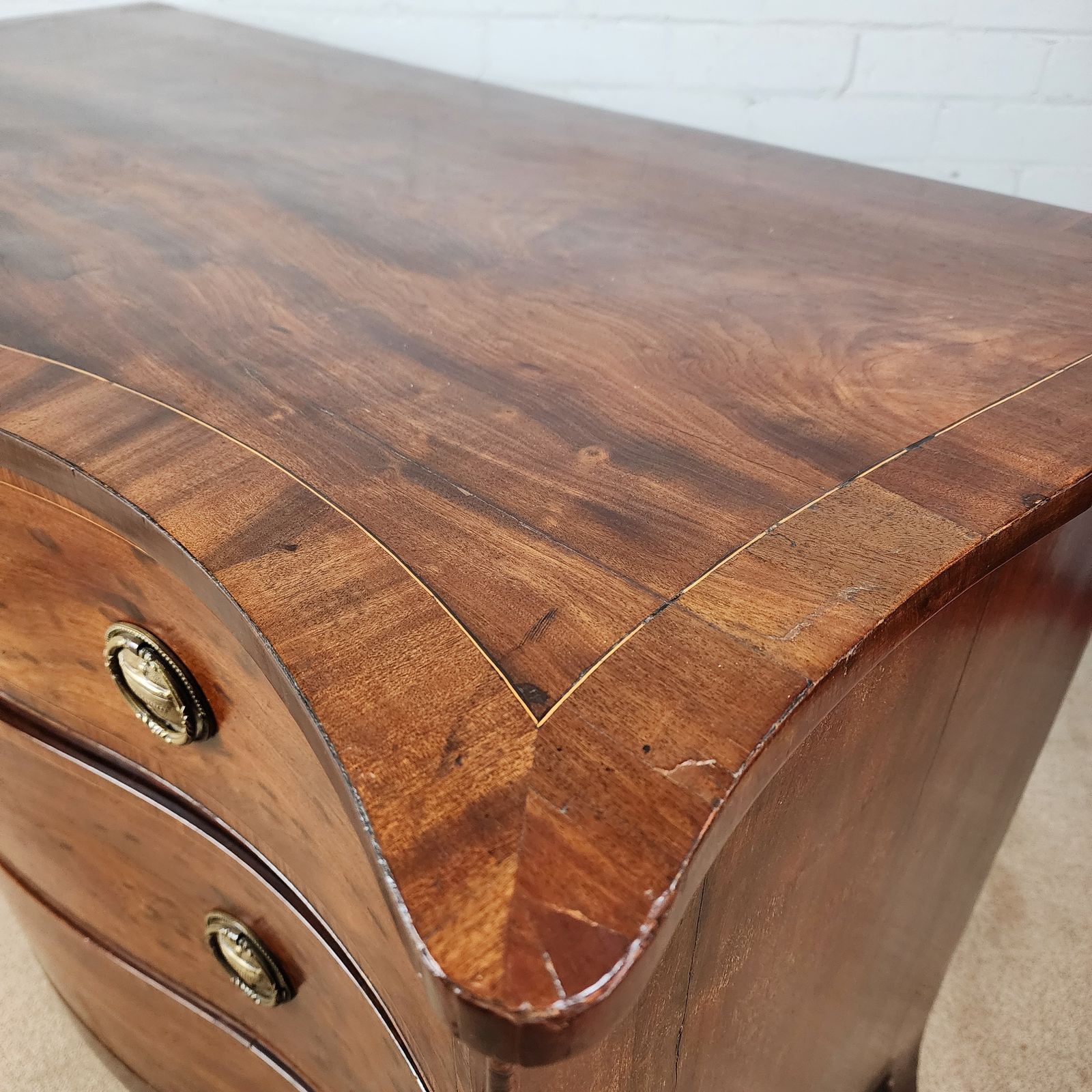 Mahogany Chest Of Drawers Serpentine Front Georgian With Brass Handles photo buy