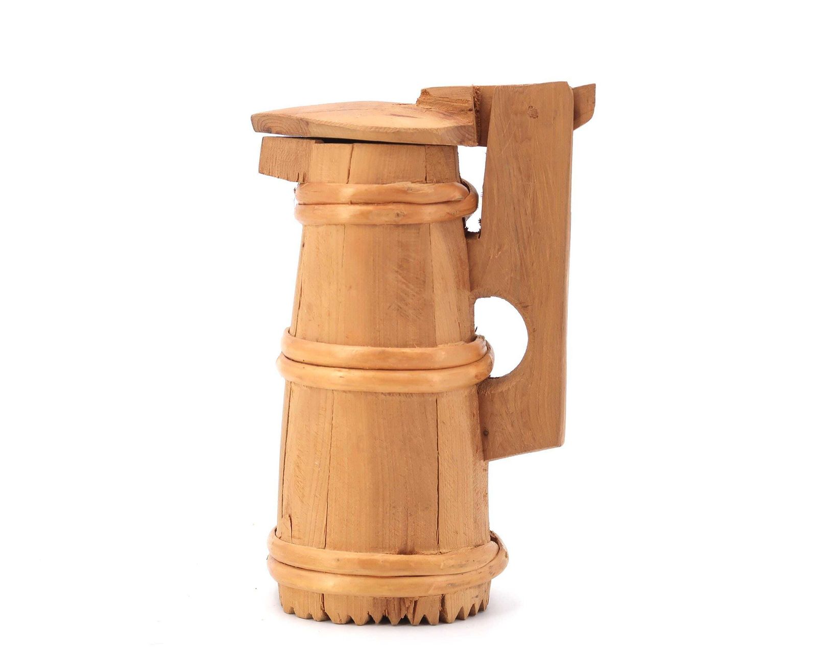 French Decorative Wooden Pitcher, 1950s / Vase, Boho Chic, Bohemian, Folk Art, Pot, Wood photo furniture