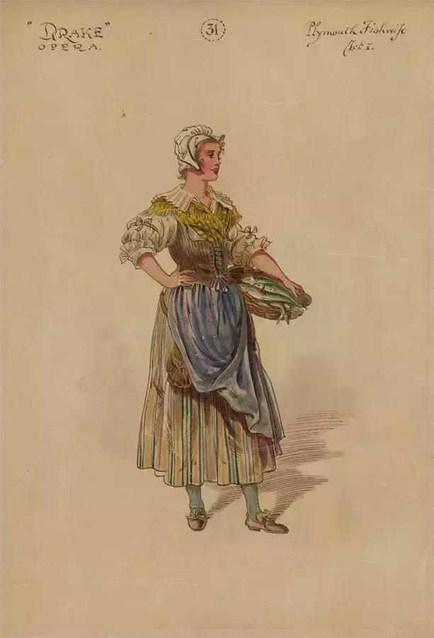 After William Charles Pitcher Ri (1858 1925)   C.1917 Watercolour, Fishwife photo for sale