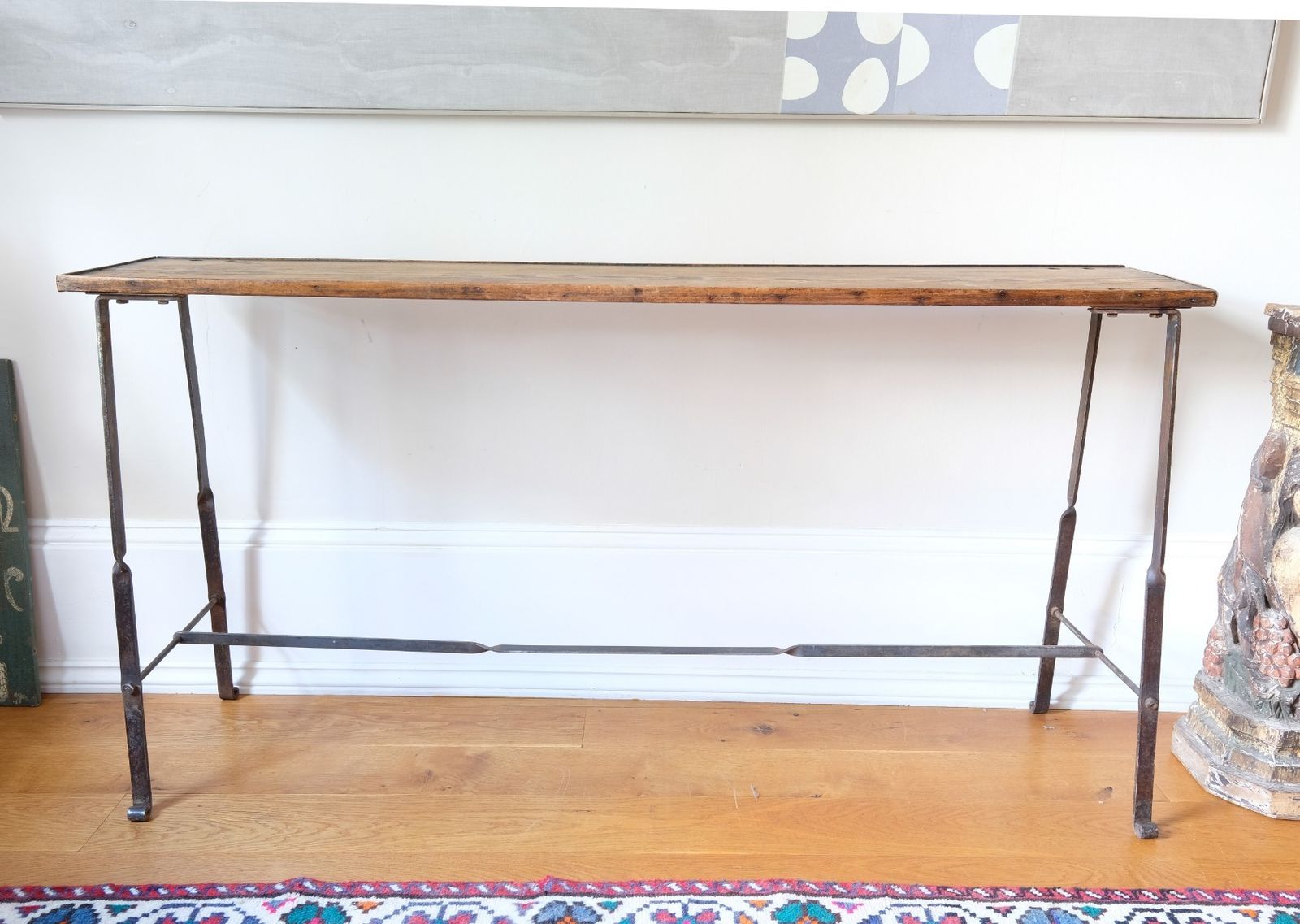 Contemporary Wrought Iron Pine Table photo Furniture