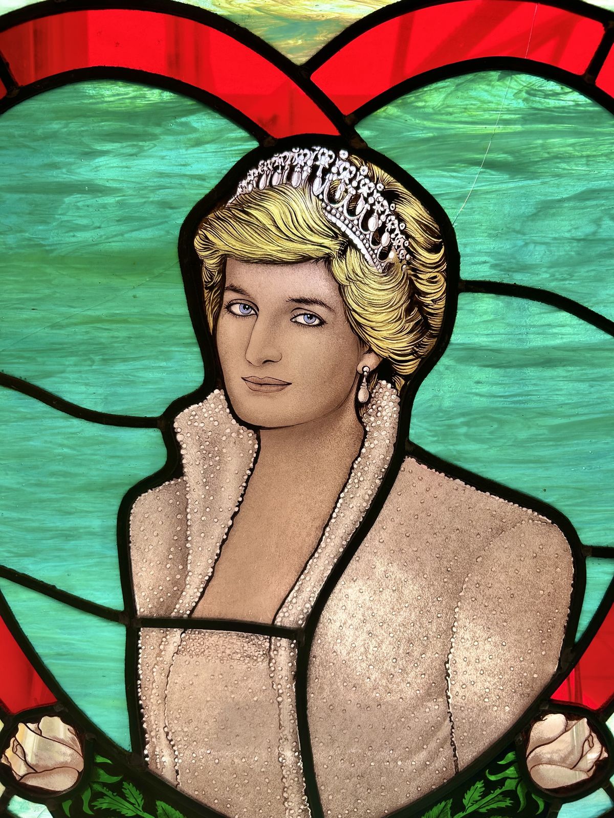 Princess Diana Queen Of Hearts Stained Glass Window