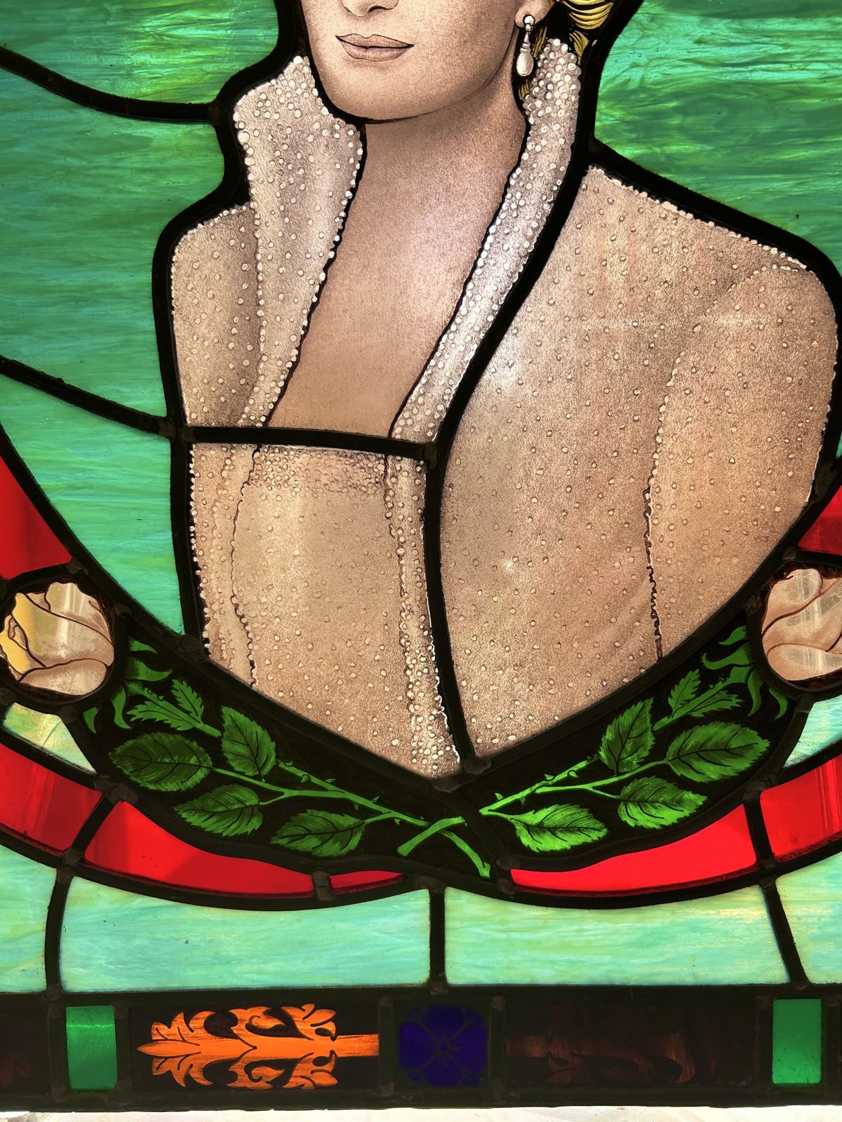Princess Diana Queen Of Hearts Stained Glass Window photo for sale