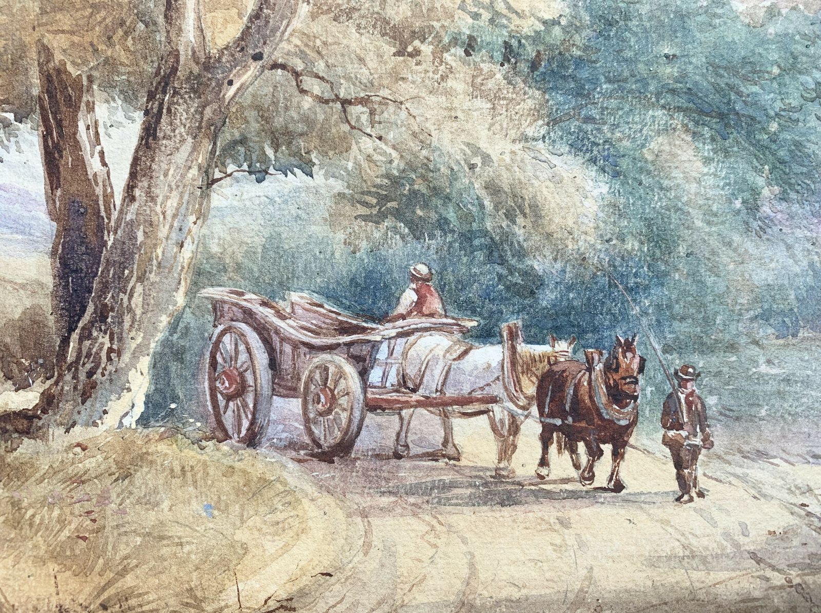Original Signed Victorian Watercolour Painting Rural Life photo furniture