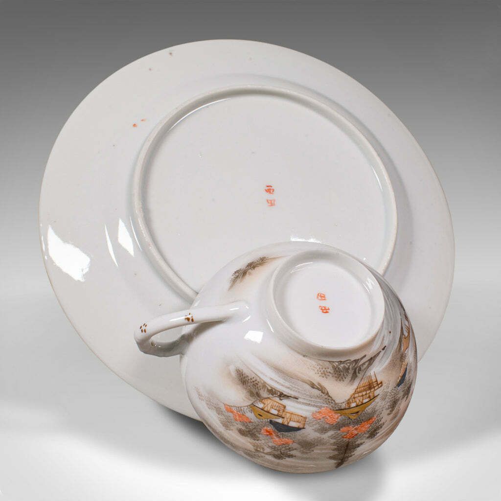 1275.0 Antique Kutani Tea Service, Japanese, Porcelain, Teapot, Cup & Saucer, Victorian photo