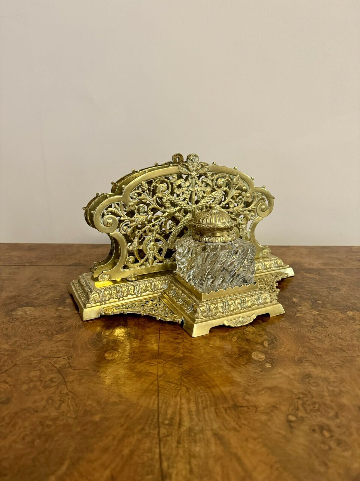 Stunning Quality Antique Ornate Brass Desk Set photo 425.0