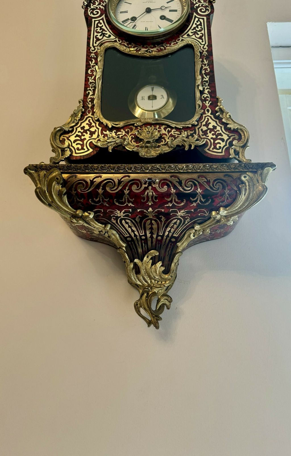 Antique 19th Century Quality French Boulle Bracket Clock With Original Bracket photo vinterior