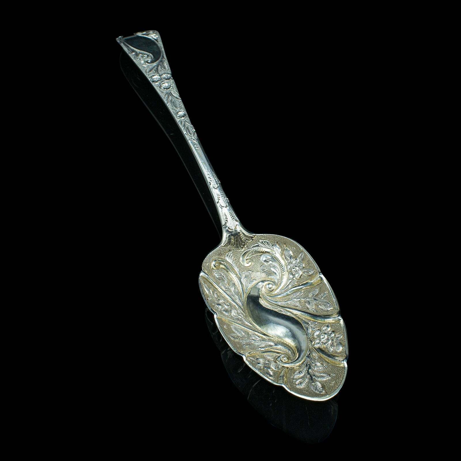 Pair Of Antique Dessert Spoons, English, Silver, Trifle, Hallmarked, Georgian photo 975.0
