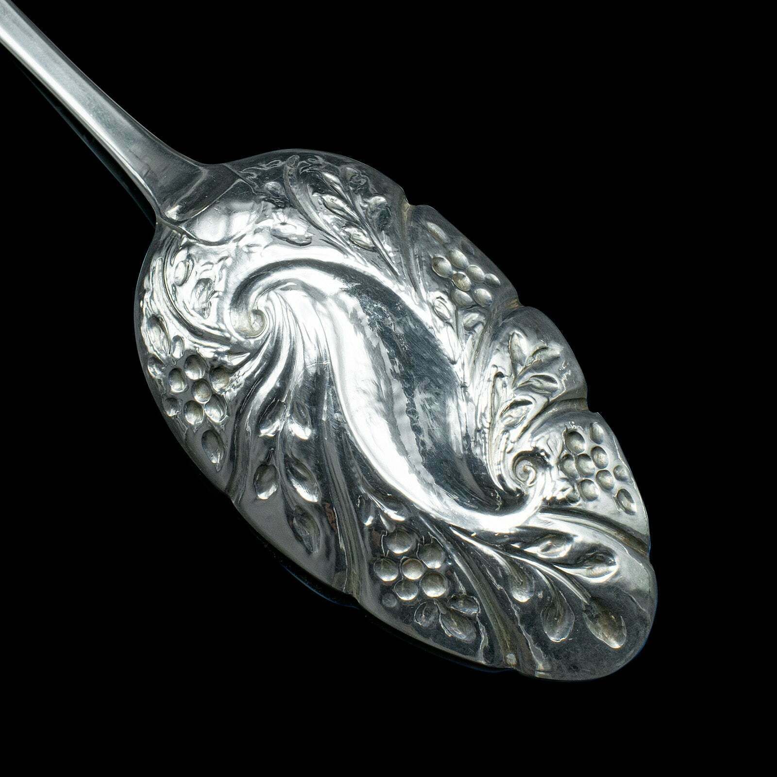 photo for sale Pair Of Antique Dessert Spoons, English, Silver, Trifle, Hallmarked, Georgian