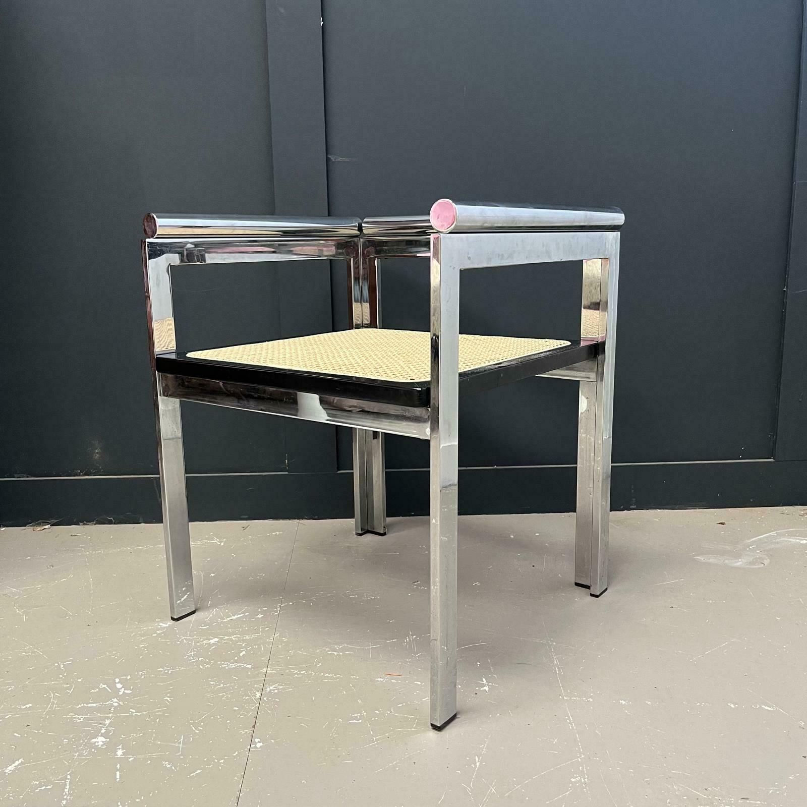 A Pair Of Renato Zevi Chrome And Cane Chairs/ Dining Chairs photo furniture