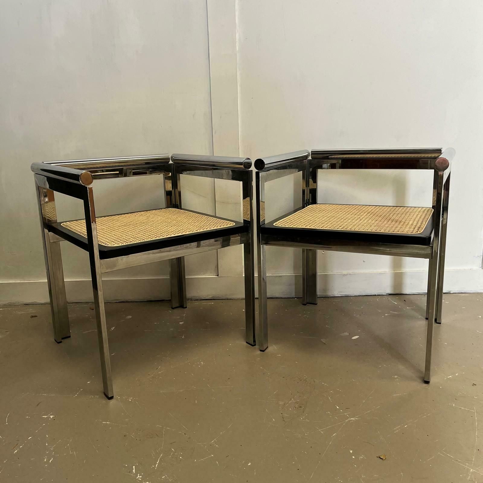 A Pair Of Renato Zevi Chrome And Cane Chairs/ Dining Chairs photo 2500.0