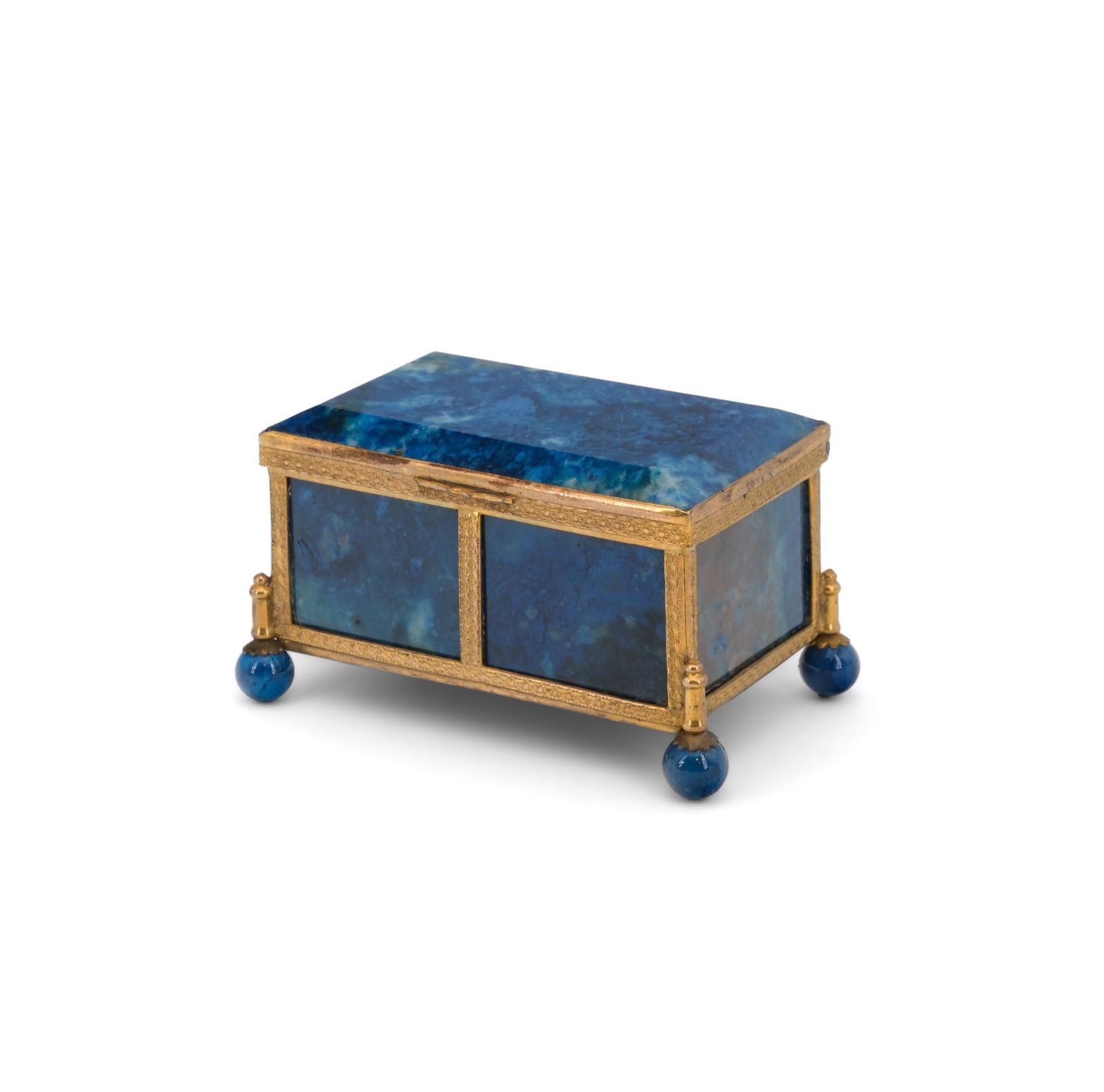 Antique Lapis Lazuli & Gilt Metal Miniature Box Casket French Circa 1880 photo for sale