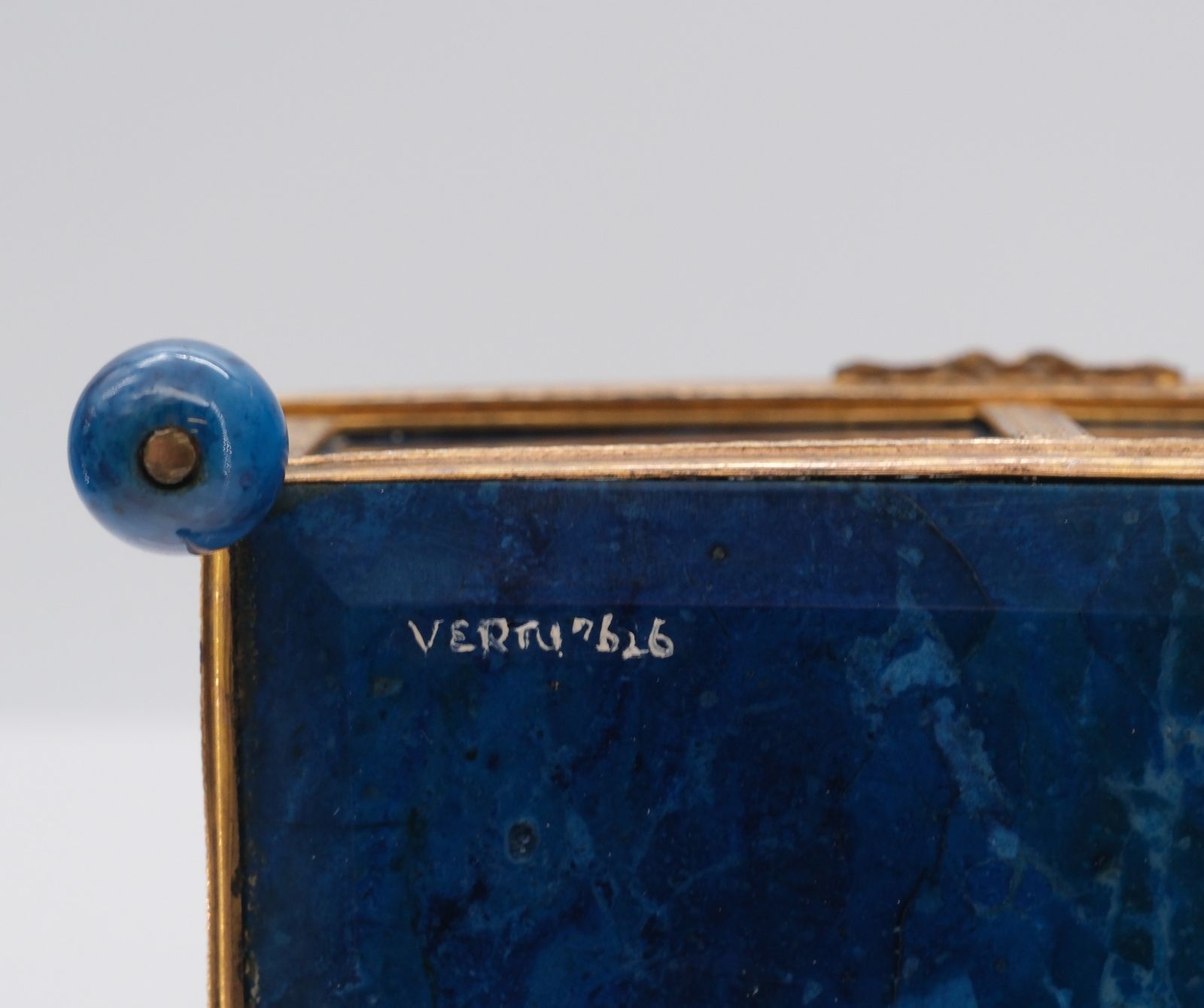 photo buy Antique Lapis Lazuli & Gilt Metal Miniature Box Casket French Circa 1880