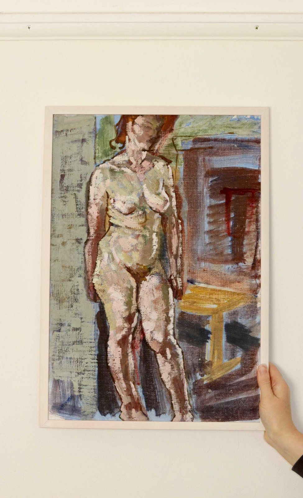 1940's Swedish Mid Century Oil On Board Painting" Nude Figure Study " By Lars Palmqvist   Vintage & Framed