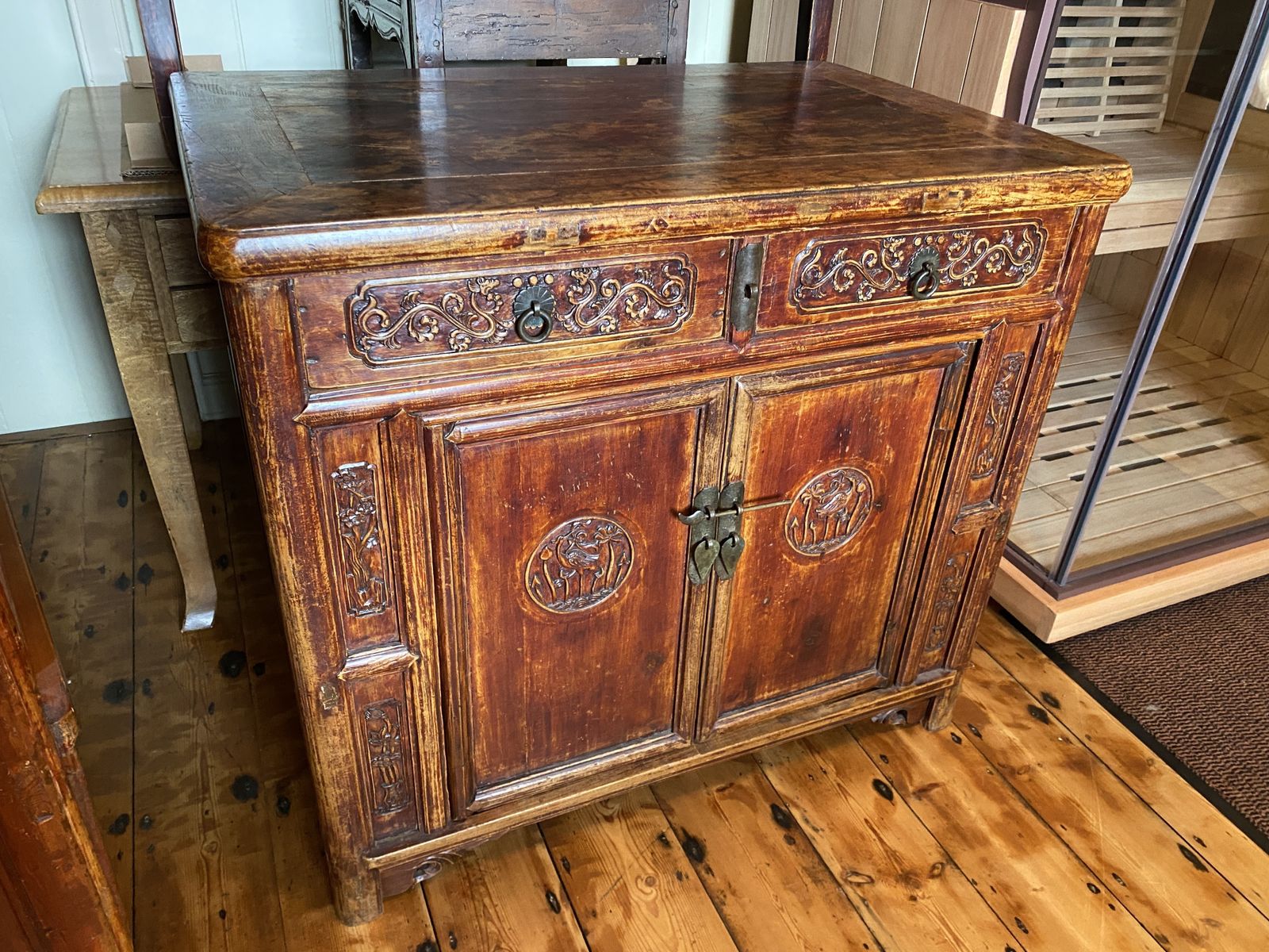 Elmwood Wedding Cabinet, 19th Century photo furniture