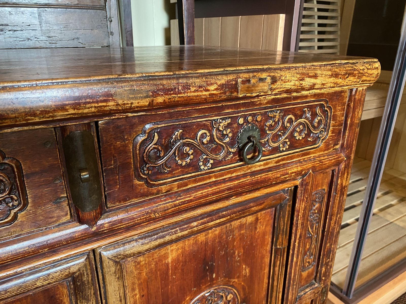 Elmwood Wedding Cabinet, 19th Century photo Furniture