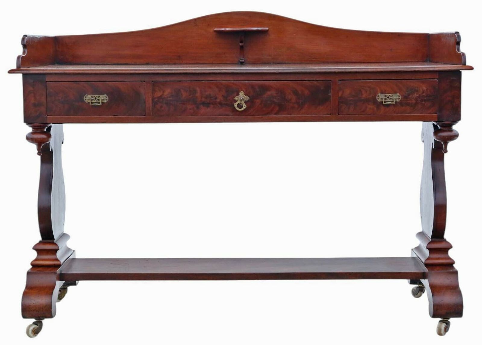 Fine Quality Antique Mahogany Writing Table   19th Century Victorian Gothic Desk Side Dressing photo for sale