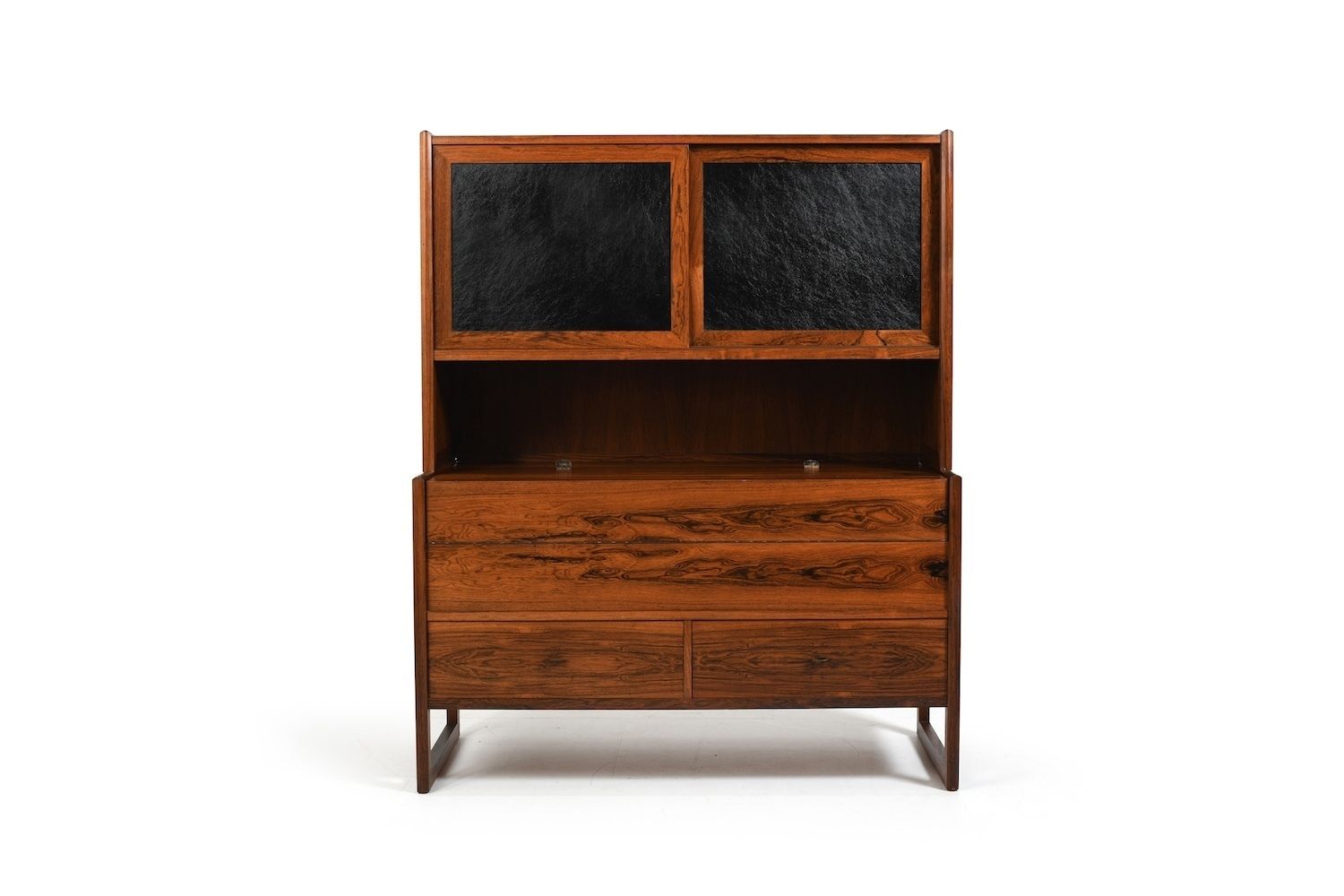 Rare Danish Bar Cabinet With Leather Parts 1960s photo for sale