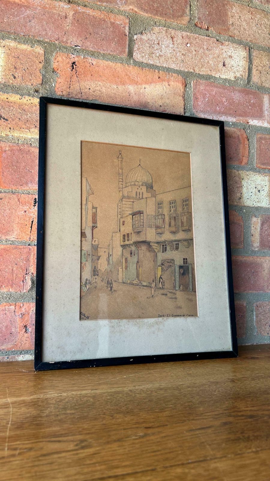 photo for sale Early 1900 Original And Signed Watercolour Drawing Of A Street In Cairo
