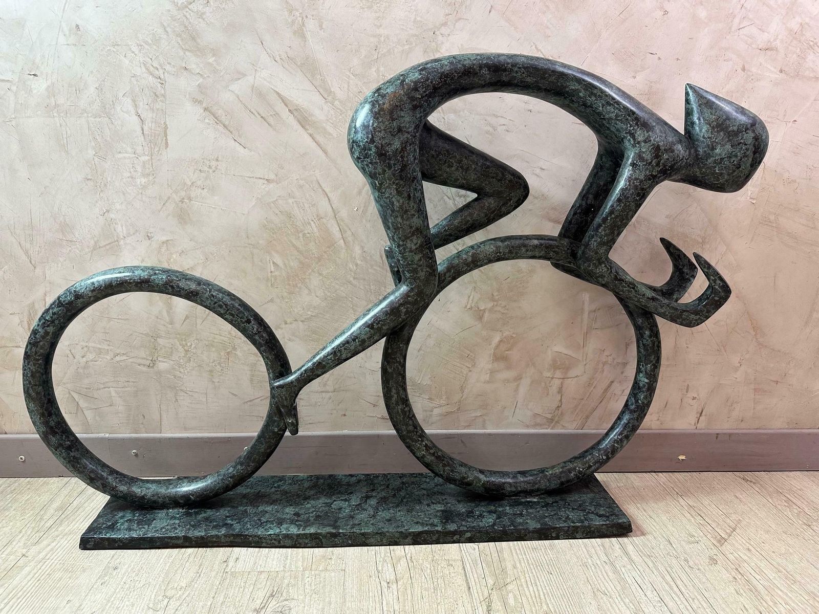 Contemporary "Tour De France" Cyclist Bronze Sculpture photo for sale