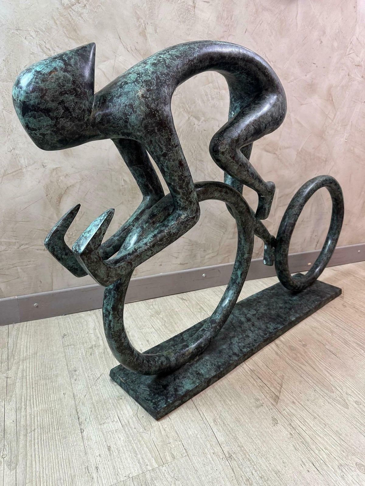 photo for sale Contemporary "Tour De France" Cyclist Bronze Sculpture