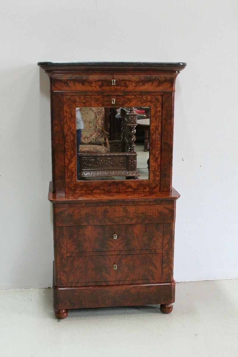 Rare Small Secretary Convenient Restoration, 19th Century